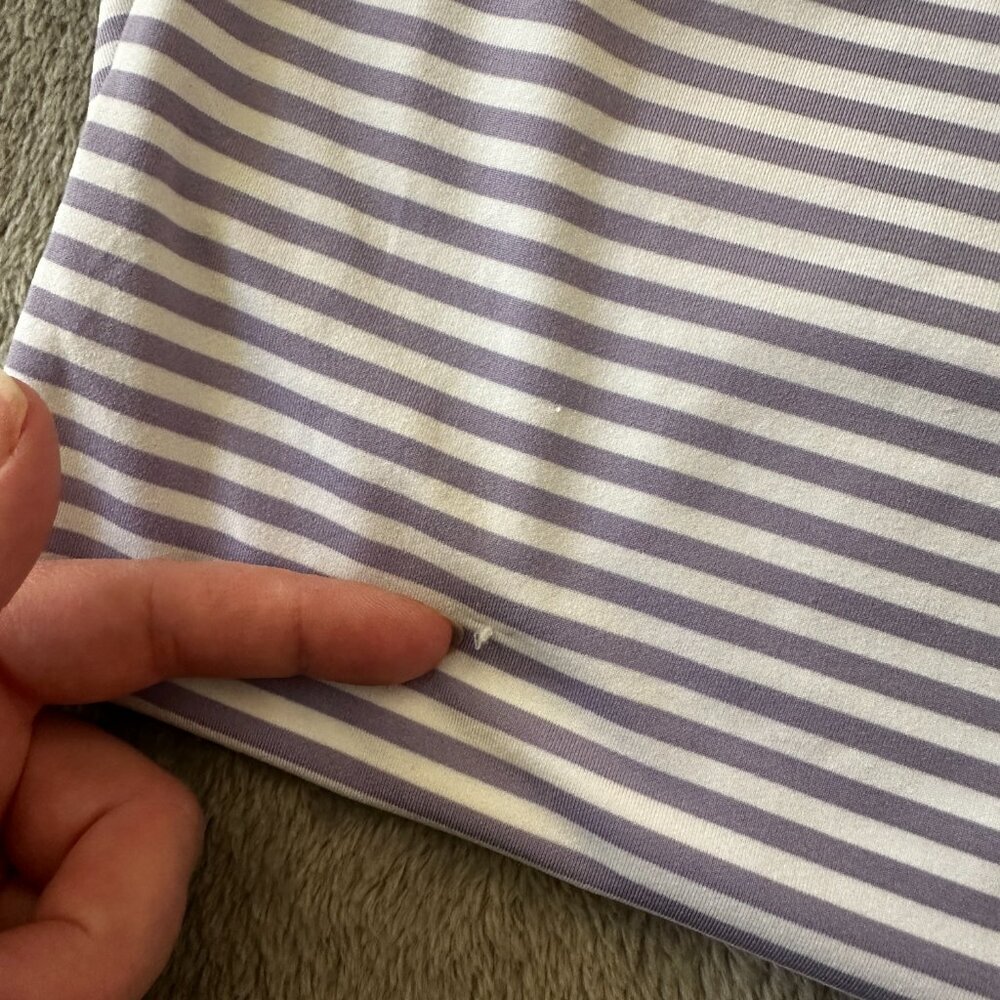 Untuckit Polo Shirt Performance Cronos Feeder Men's LARGE Purple Stripe - Picture 8 of 8